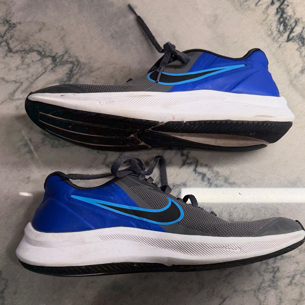 Nike Kids Sneakers Gray and Blue with Light Blue Swoosh